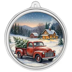 1 Oz Silver Colorized Vintage Red Truck Ornament