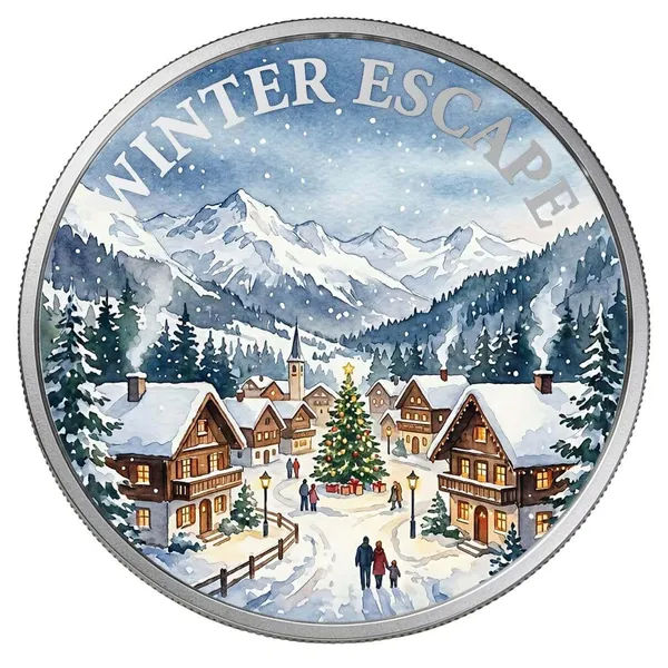 1 Oz Silver Colorized Winter Escape Round