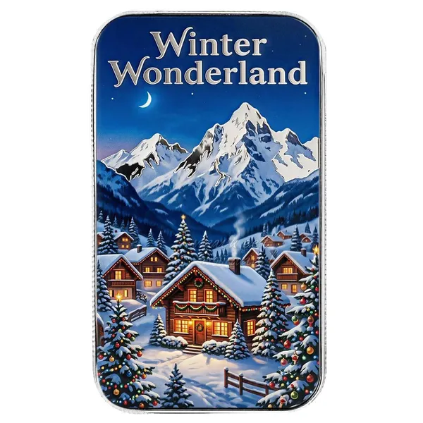 1 Oz Silver Colorized Winter Wonderland Bar