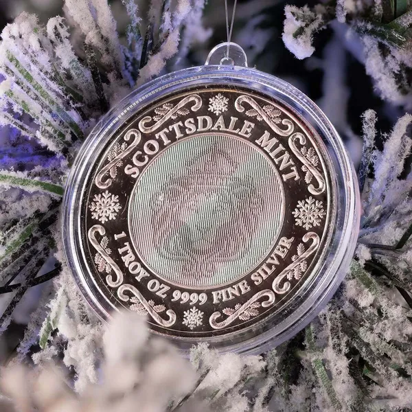 1 Oz Silver Snowflake Third In Series Round Ornament Rev