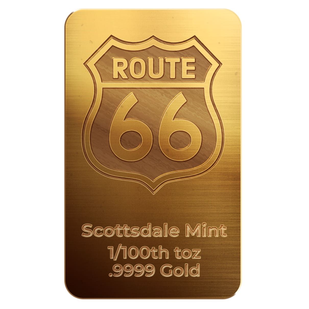 Route 66 1/100th oz Gold Bar in Certi-Lock® | Scottsdale Mint