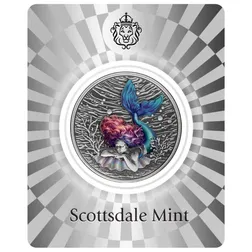 2026 Samoa Mermaid Under The Sea 1 Oz Silver Antiqued Colorized Coin Certilock Front