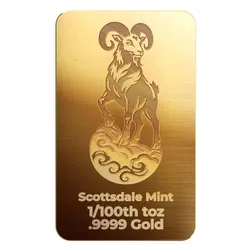 2027 Lunar Goat 100th Ounce Gold Bar Front