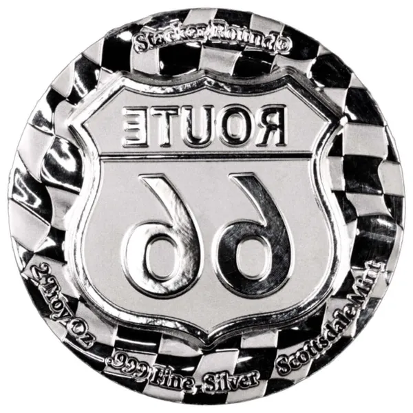 Route 66 Stacker 2 Oz Silver Round Reverse