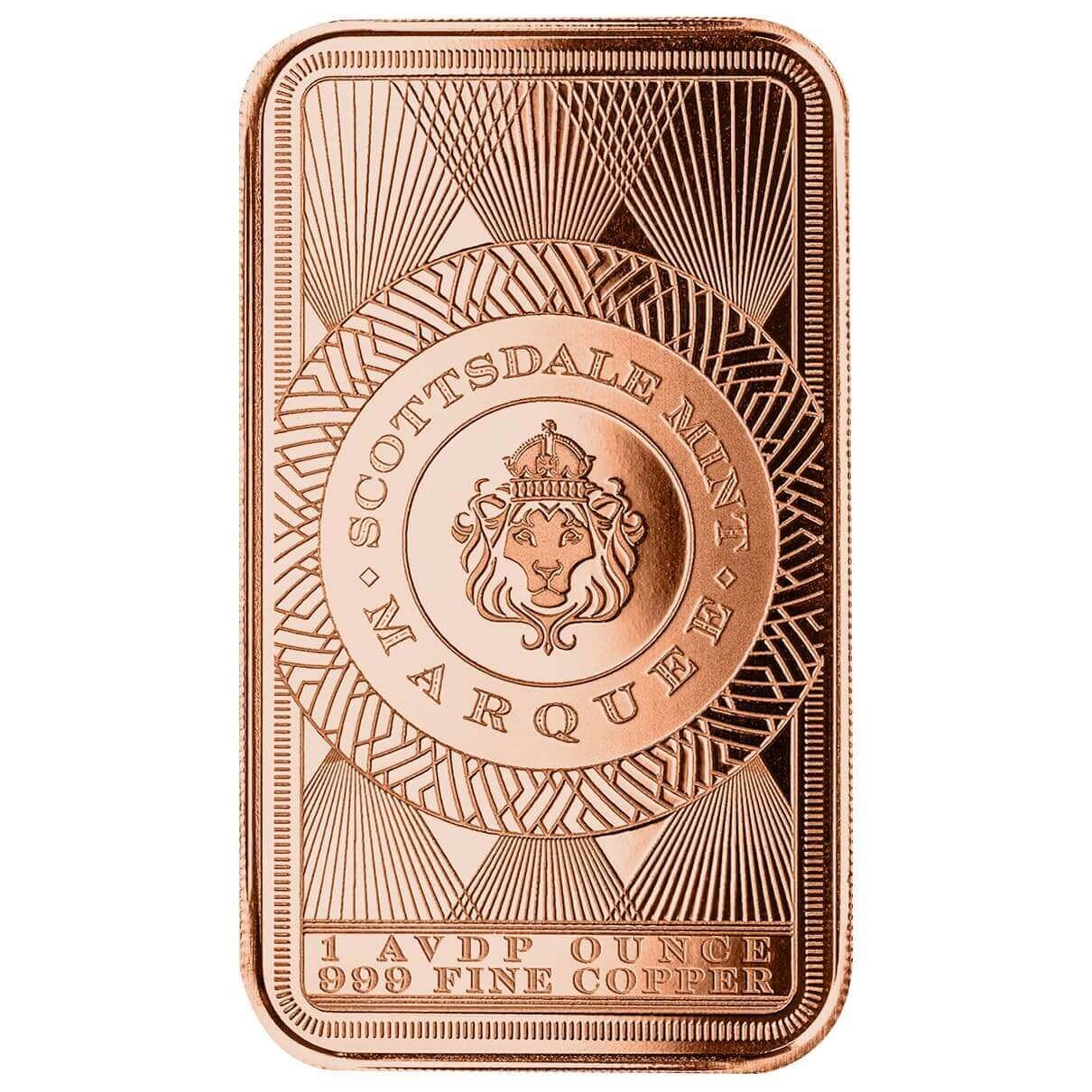Marquee Peacock 1 AVDP oz Copper Bar