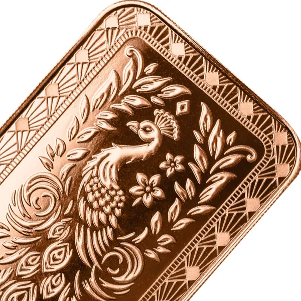 Scottsdale Mint Marquee Peacock 1 Avdp Oz Copper Bar Obverse Macro