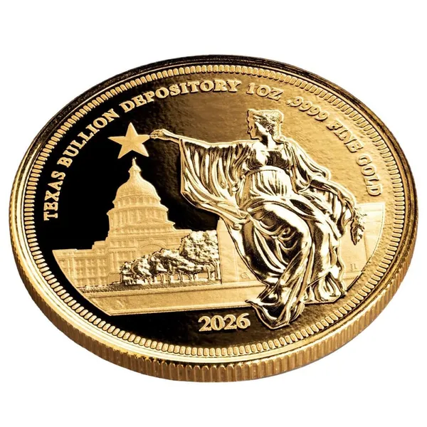 Texas Bullion Depository 1 Oz Gold Round Obverse Macro