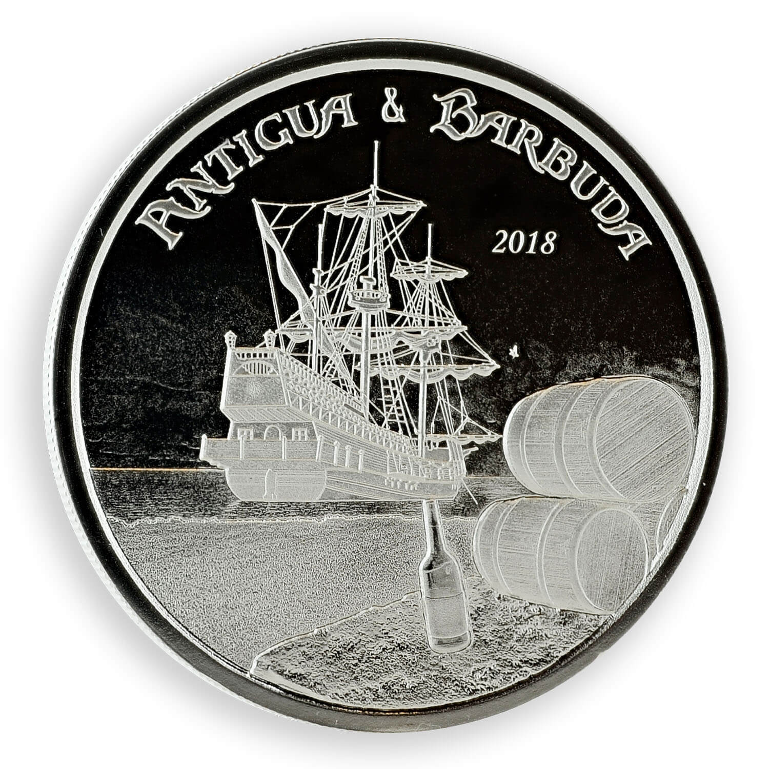 2018 Antigua & Barbuda 1 Oz .999 Fine Silver Two Dollar Rum Runner Pirate Coin 