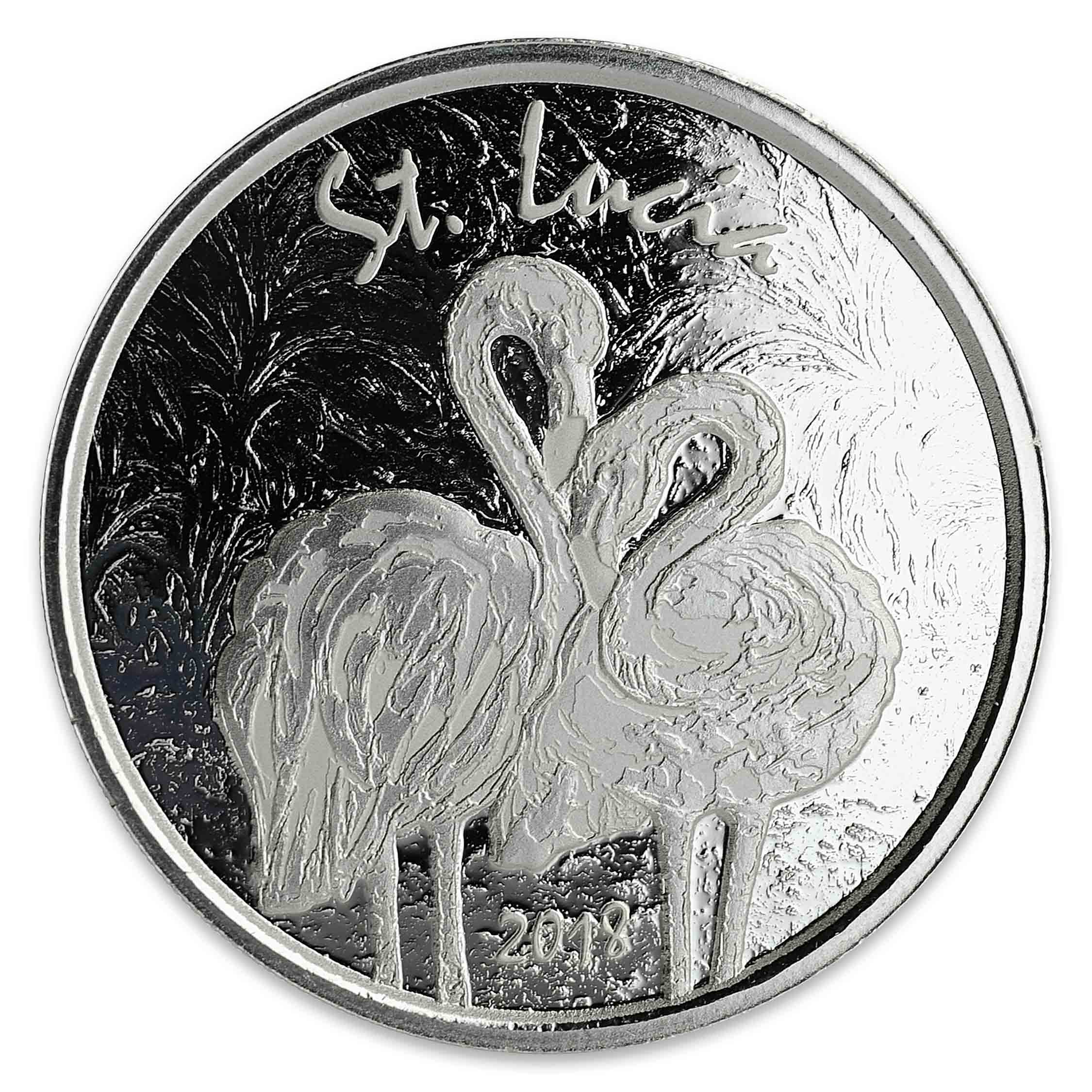 Gift Details about   2018 Saint Lucia Caribbean Flamingo Birds Coin 1 Troy Oz .999 silver 