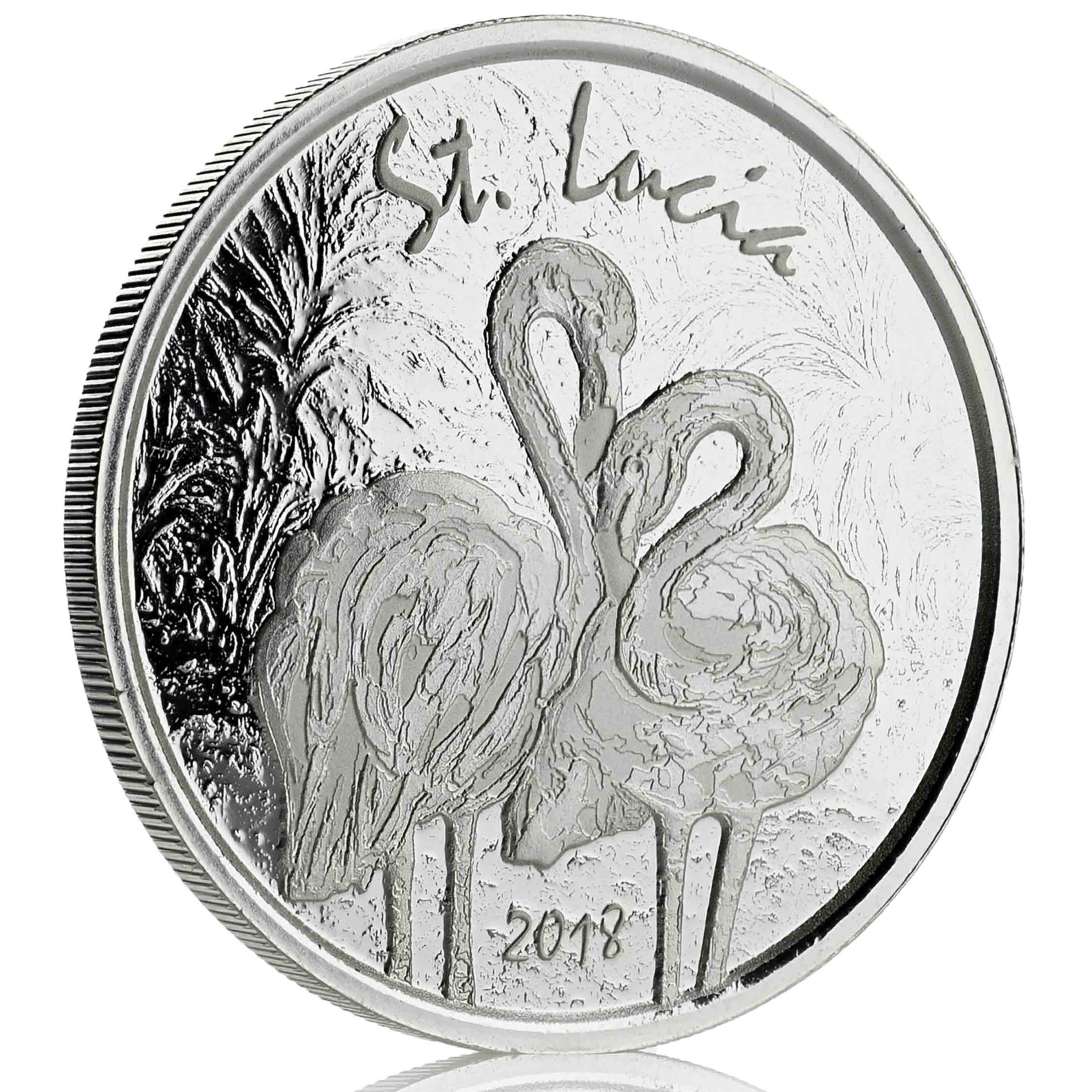 Details about   2018 Saint Lucia Caribbean Flamingo Birds Coin 1 Troy Oz .999 silver Gift 