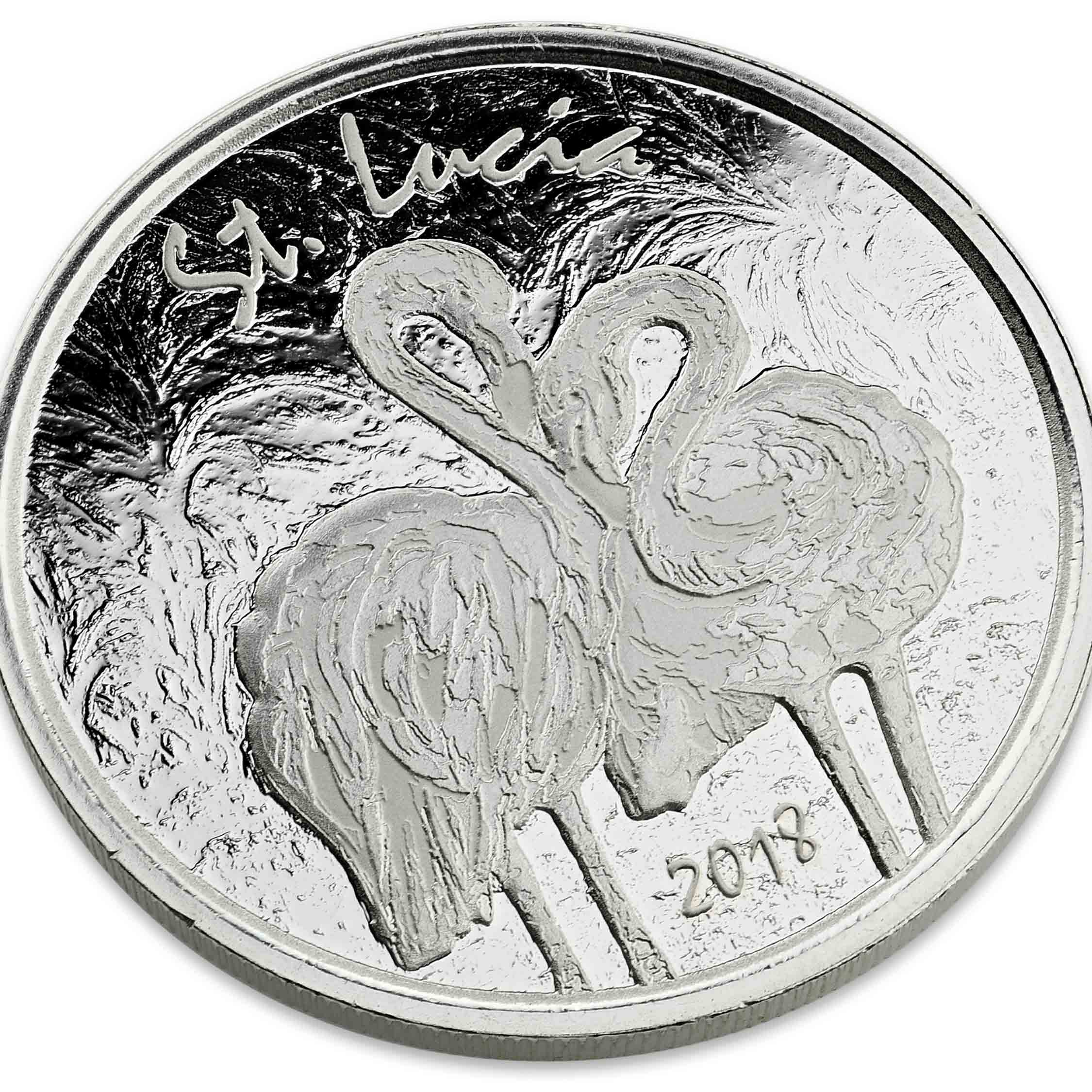 Details about   2018 Saint Lucia Caribbean Flamingo Birds Coin 1 Troy Oz .999 silver Gift 