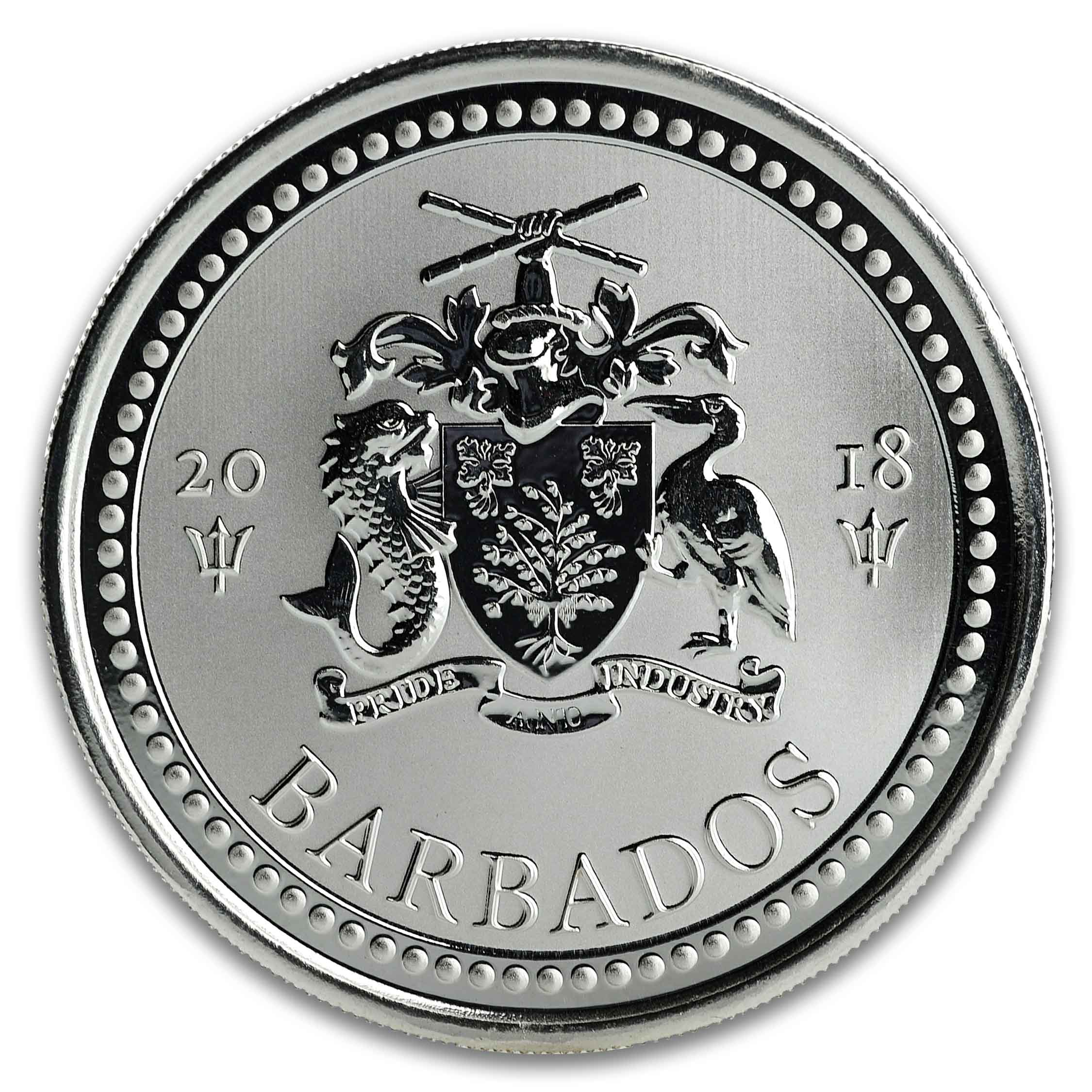 Barbados Trident Silver - 1 oz Silver Coin Obverse