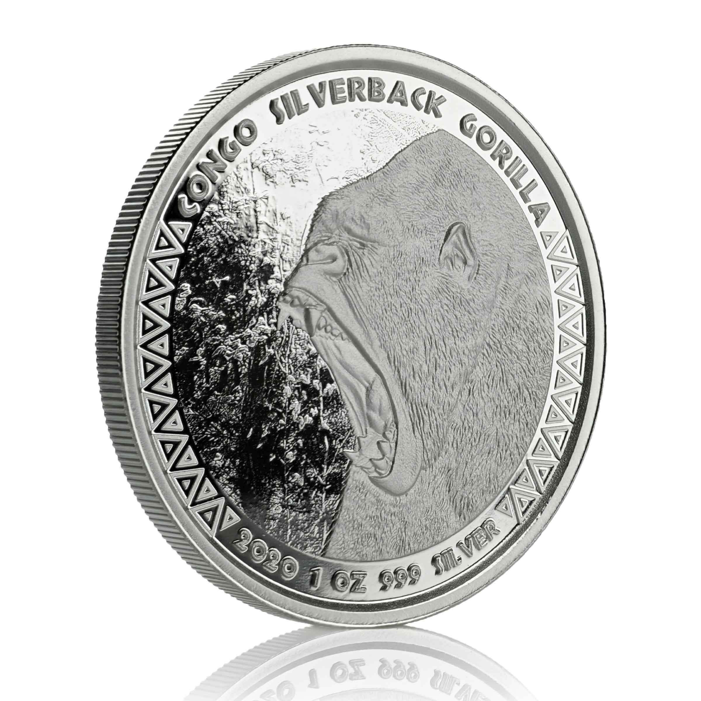 2020 Congo Gorilla 1 oz Silver Coin
