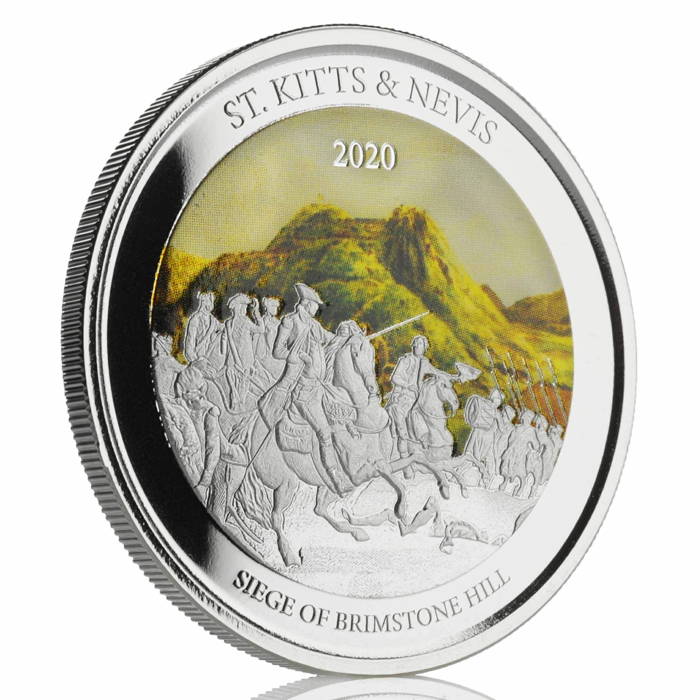 2020 Ec8 St. Kitts & Nevis "siege Of Brimstone Hill" 1 Oz Silver Color Coin