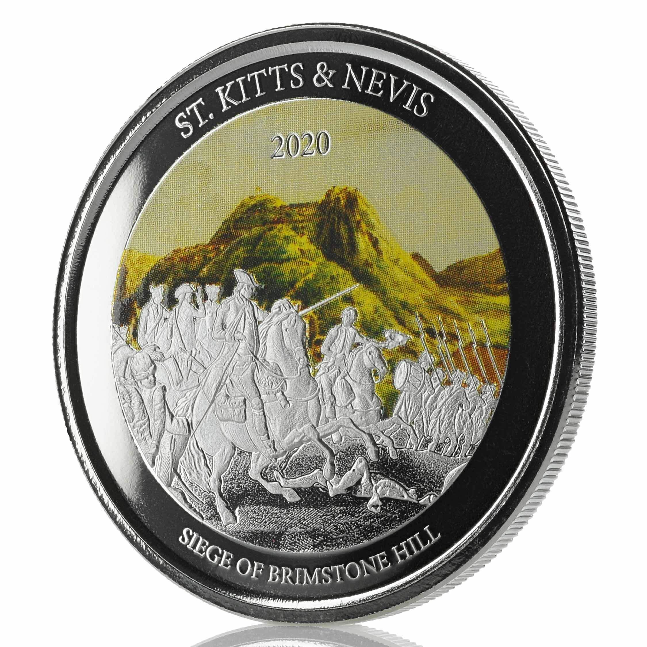 2020 Ec8 St. Kitts & Nevis "siege Of Brimstone Hill" 1 Oz Silver Color Coin