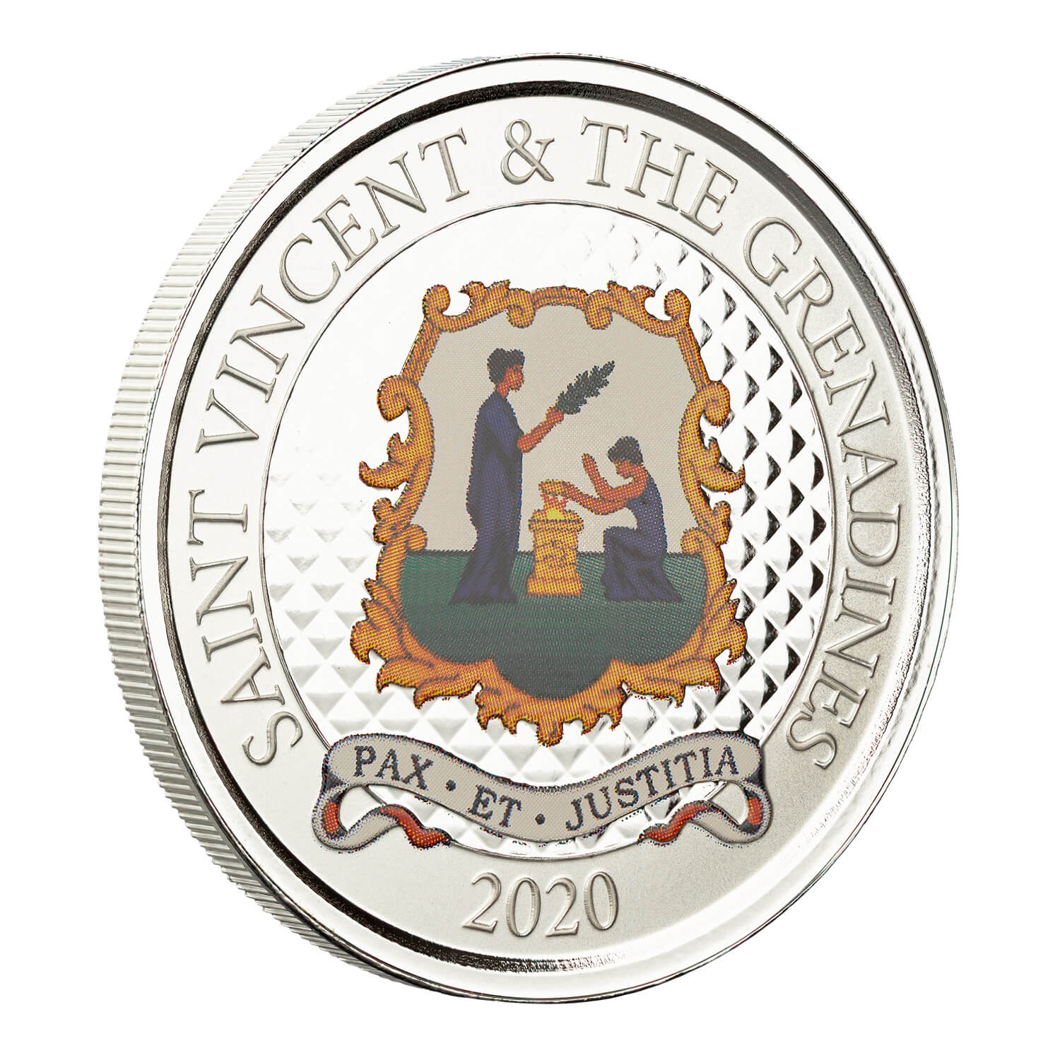 2020 Ec8 St Vincent & The Grenadines "pax Et Justitia" 1 Oz Silver Color Coin