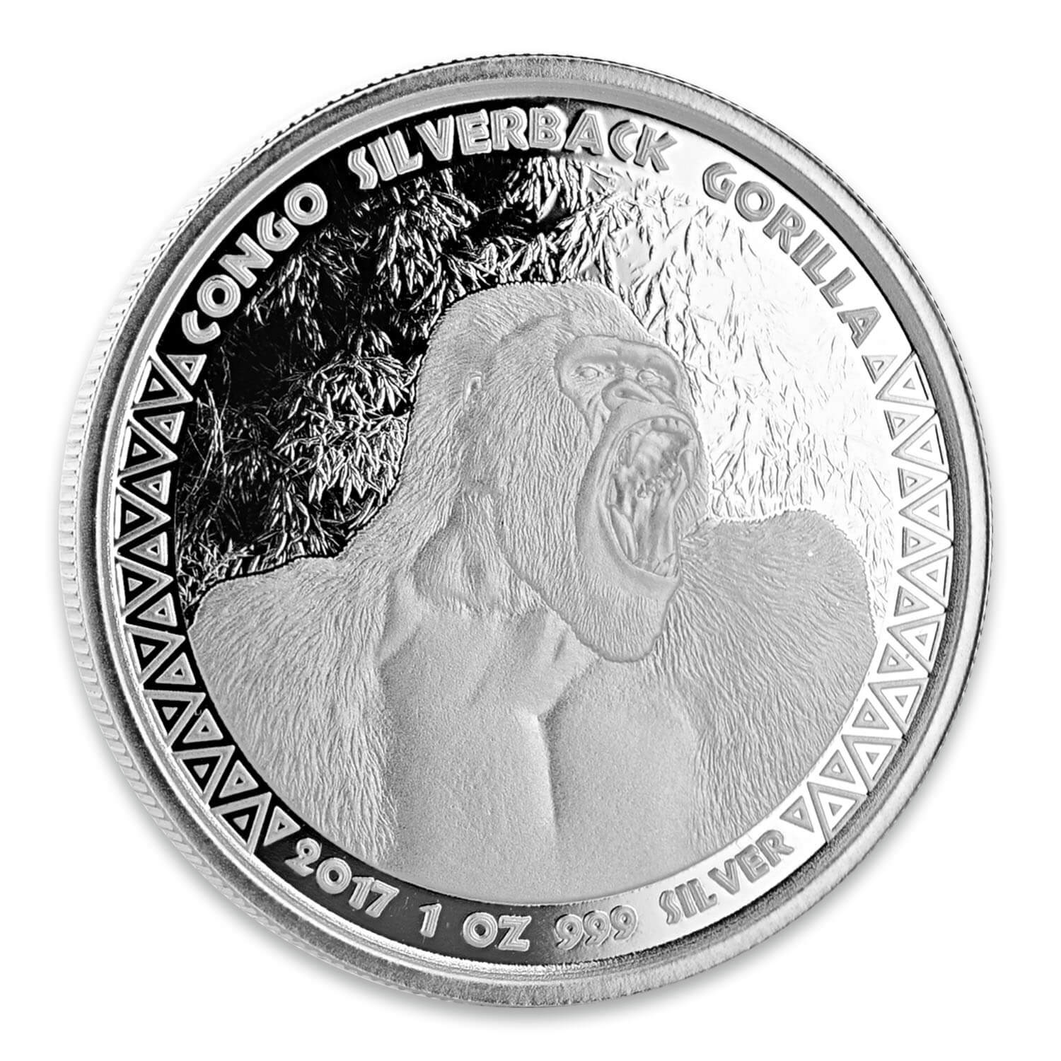 2017 Congo Silverback Gorilla 1 Oz Silver Coins In Tube