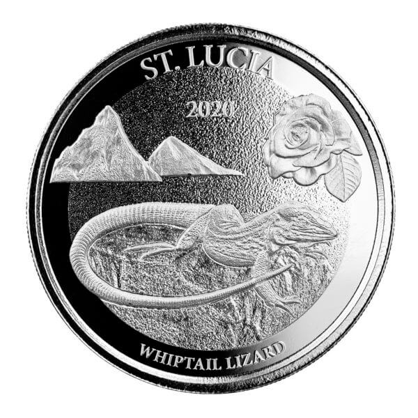 2020 Ec8 St. Lucia "whiptail Lizard" 1 Oz Silver Coin