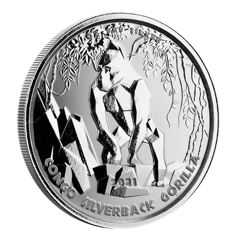 2021 Congo Silverback Gorilla 1 Oz Silver Coin