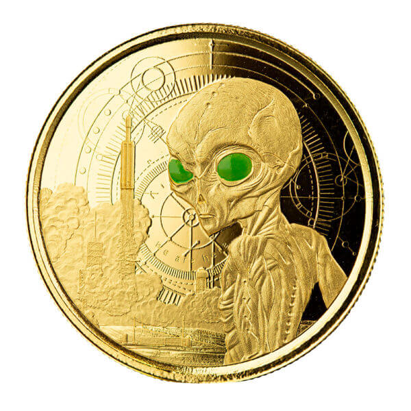2021 Ghana Alien 1 oz Gold Proof with Color Coin