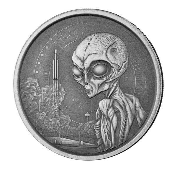 2021 Ghana Alien 1 Oz Silver Coin Antique