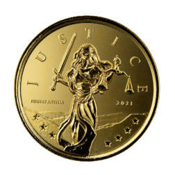 2021 Gibraltar Lady Justice 1 Oz Gold Coin