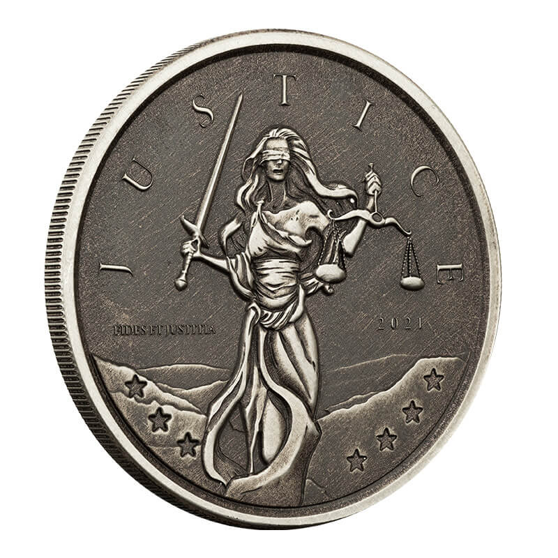 2021 Gibraltar Lady Justice 1 Oz Silver Antique 3