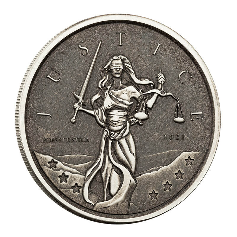 2021 Gibraltar Lady Justice 1 Oz Silver Antique 4