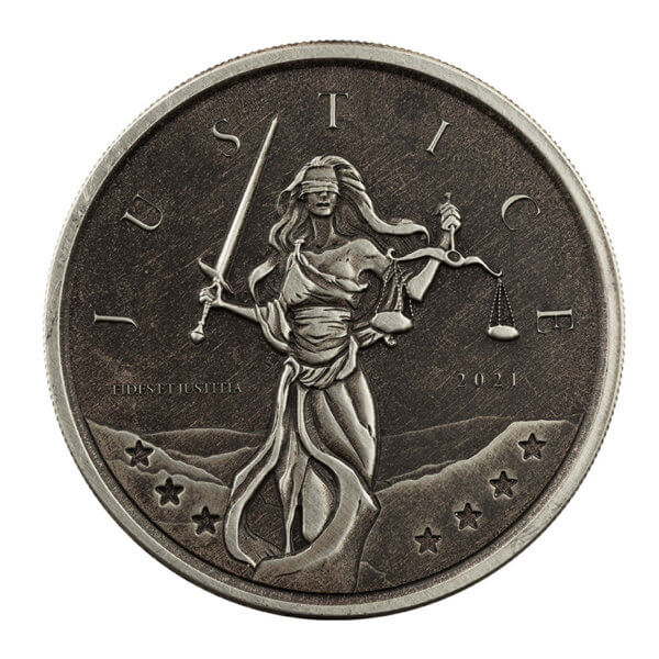 2021 Gibraltar Lady Justice 1 Oz Silver Antique 6