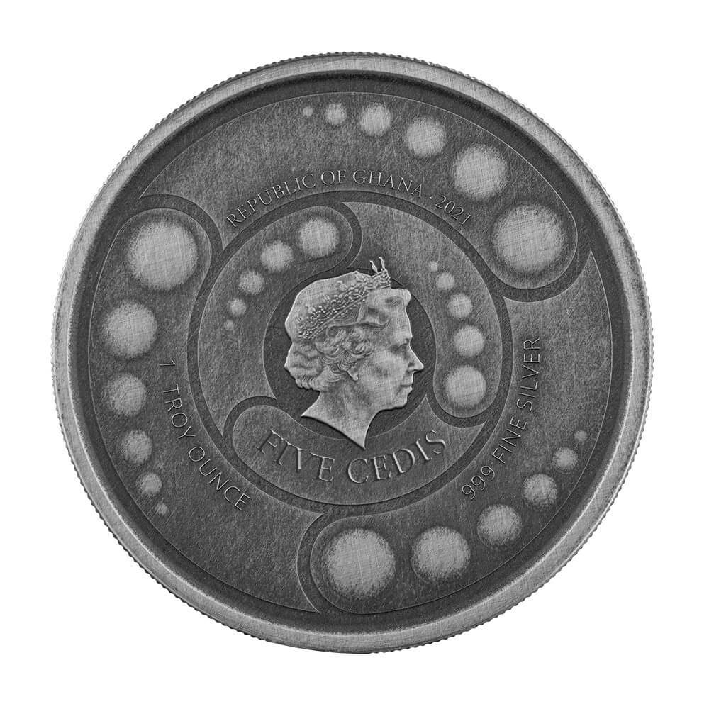 2021 Ghana Alien 1 Oz Silver Coin Antique 03