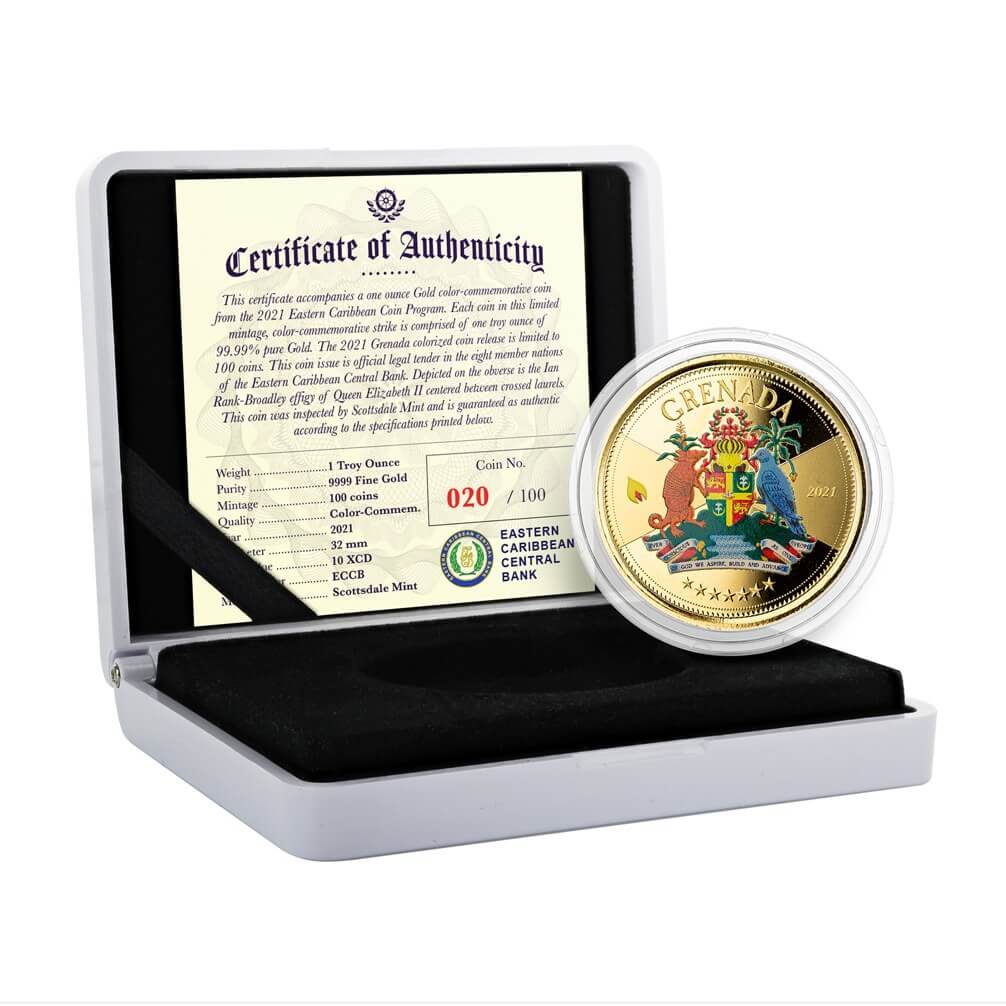 2021 Ec8 Case Coin Grenada Gold Color