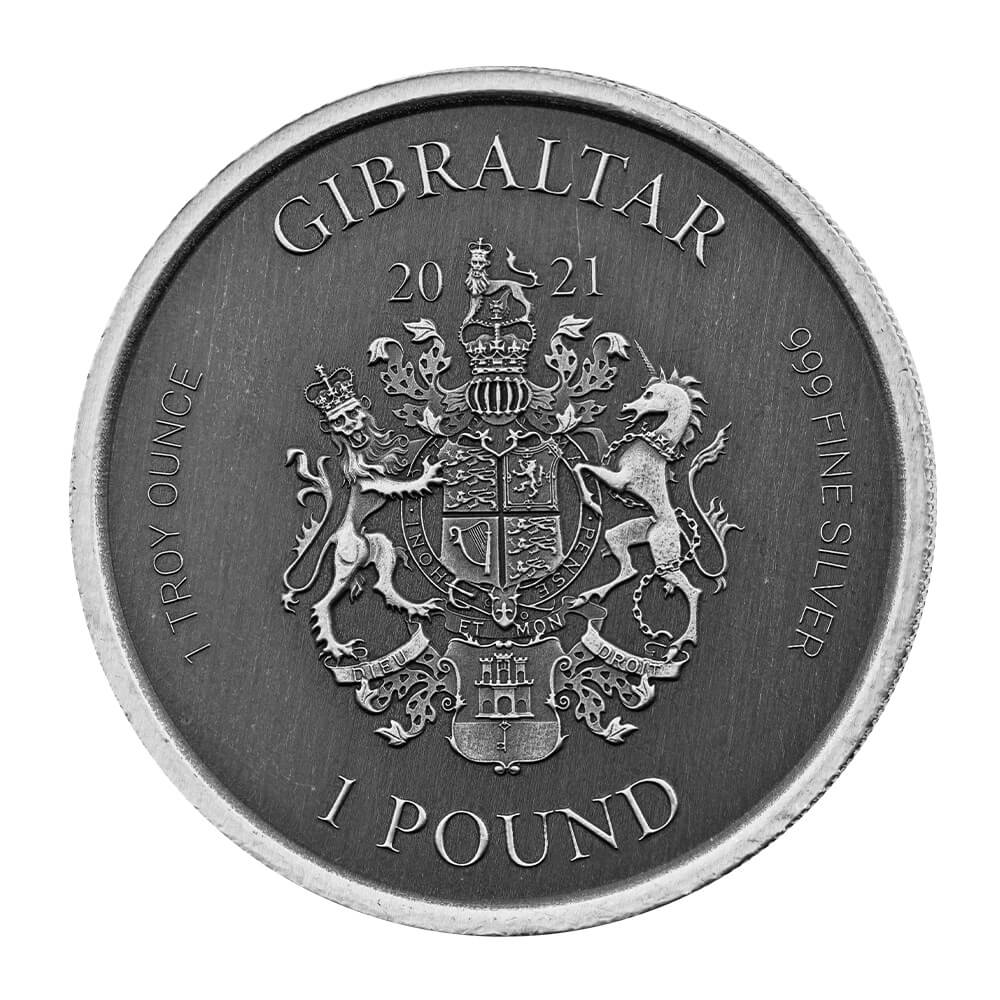 2021 Scottsdale Mint Gibraltar 1 Oz Silver Antique 03