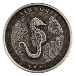 2021 Scottsdale Mint Samoa Seahorse 1 Oz Silver Antique 01