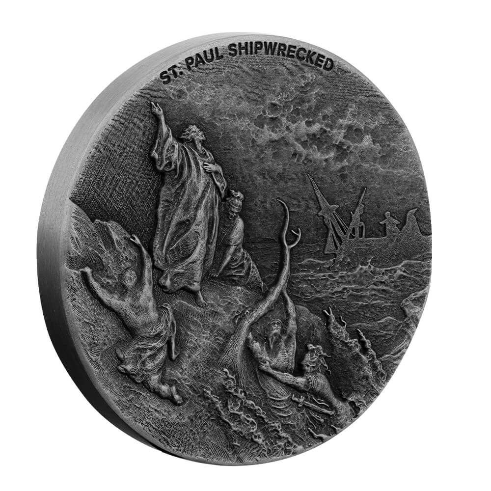 2021 Niue Biblical St Paul Shipwrecked 2 Oz Silver Antique 01
