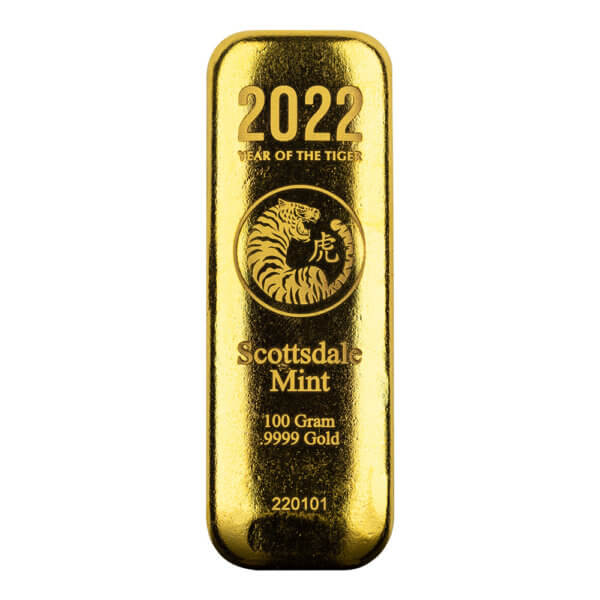 2022 Lunar Tiger 100 Gram Gold Bar 0001 2022 Lunar Tiger 100 Gram Gold Bar 1