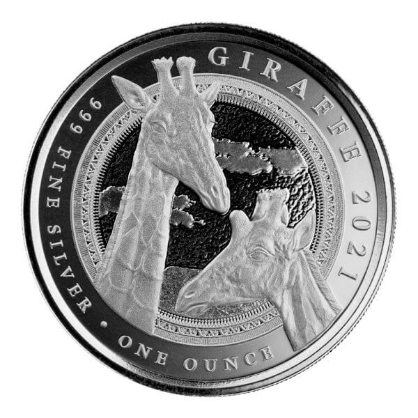 2021 Scottsdale Mint Guinea Giraffe 1 oz Silver Coin Legal Tender in Equatorial Guinea