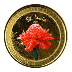 2021 EC8 St Lucia 1 oz Gold Color Coin Legal Tender Flower