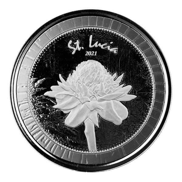 2021 EC8 St Lucia 1 oz Silver Bu Coin Legal Tender Flower