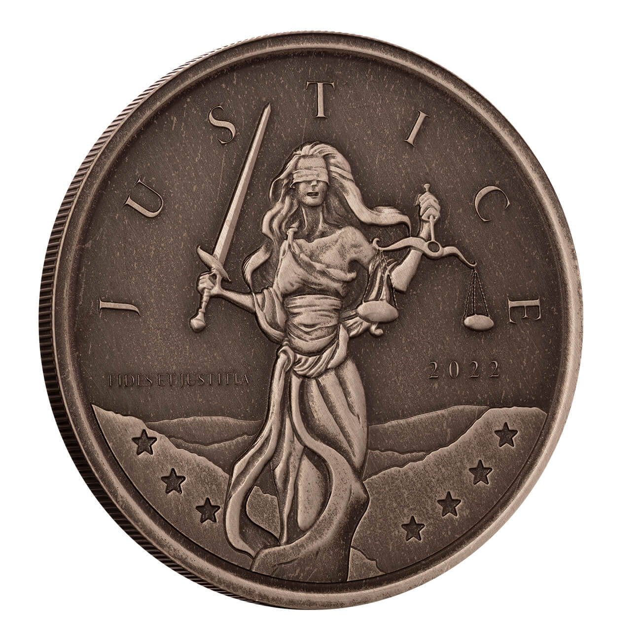 2022 Gibraltar Lady Justice 1 Ounce Silver Antique Coin 1