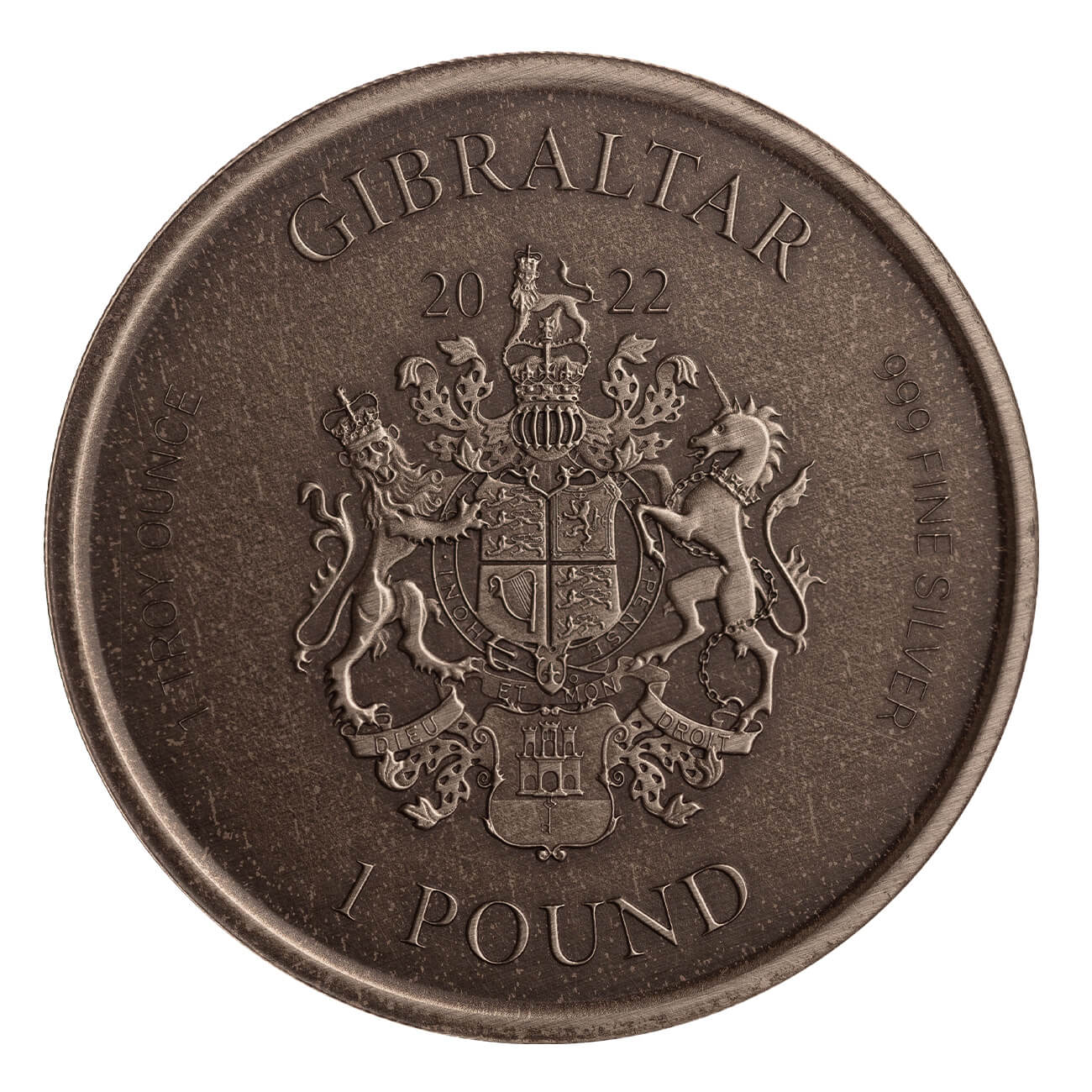 2022 Gibraltar Lady Justice 1 Ounce Silver Antique Coin 3