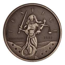 2022 Gibraltar Lady Justice 1 Ounce Silver Antique Coin 4