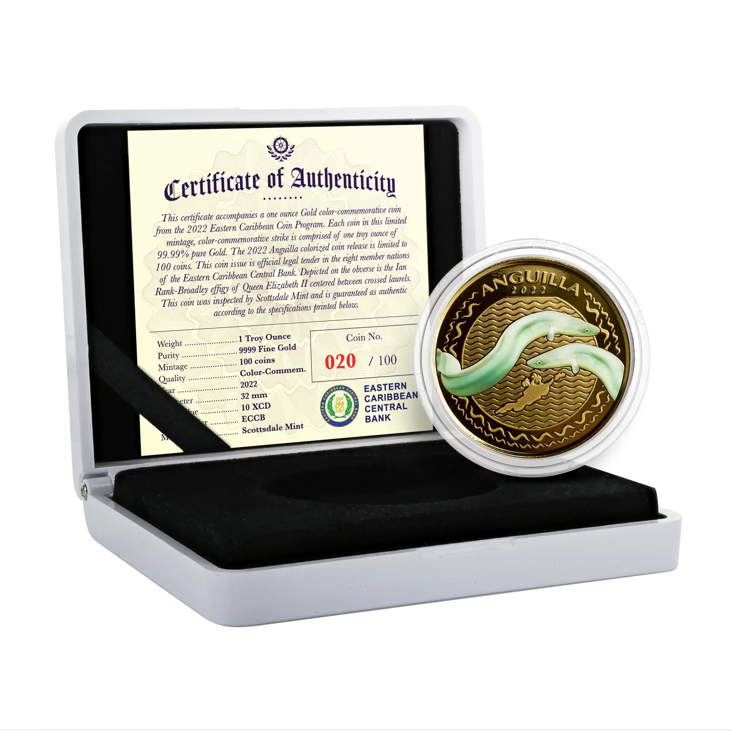 2021 Ec8 Anguilla 1 Oz Gold Coin Case