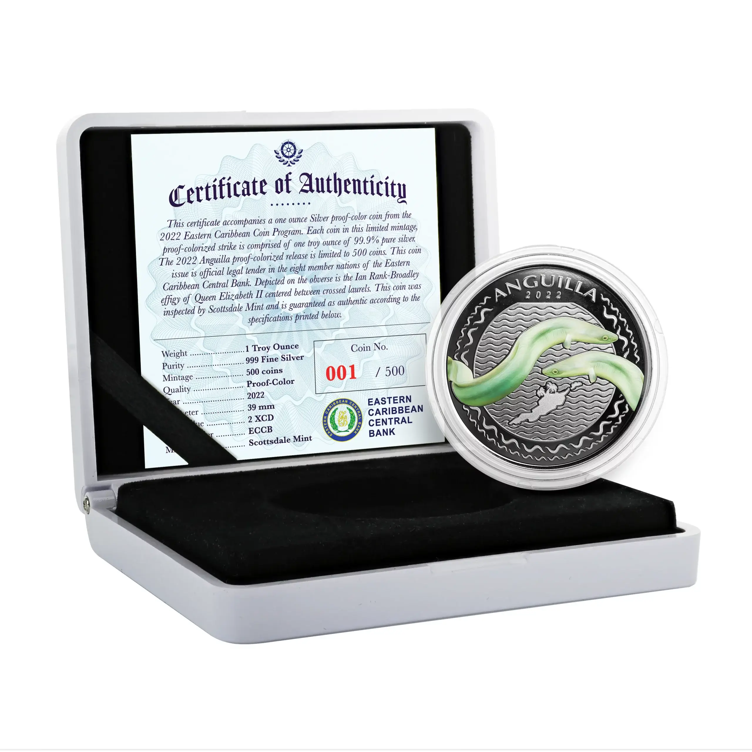 2021 Ec8 Anguilla 1 Oz Silver Coin Case Coin