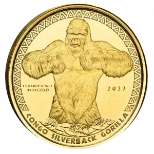 2022 Congo Gorilla Tenth Oz Gold Coin Scottsdale Mint 07 Copy