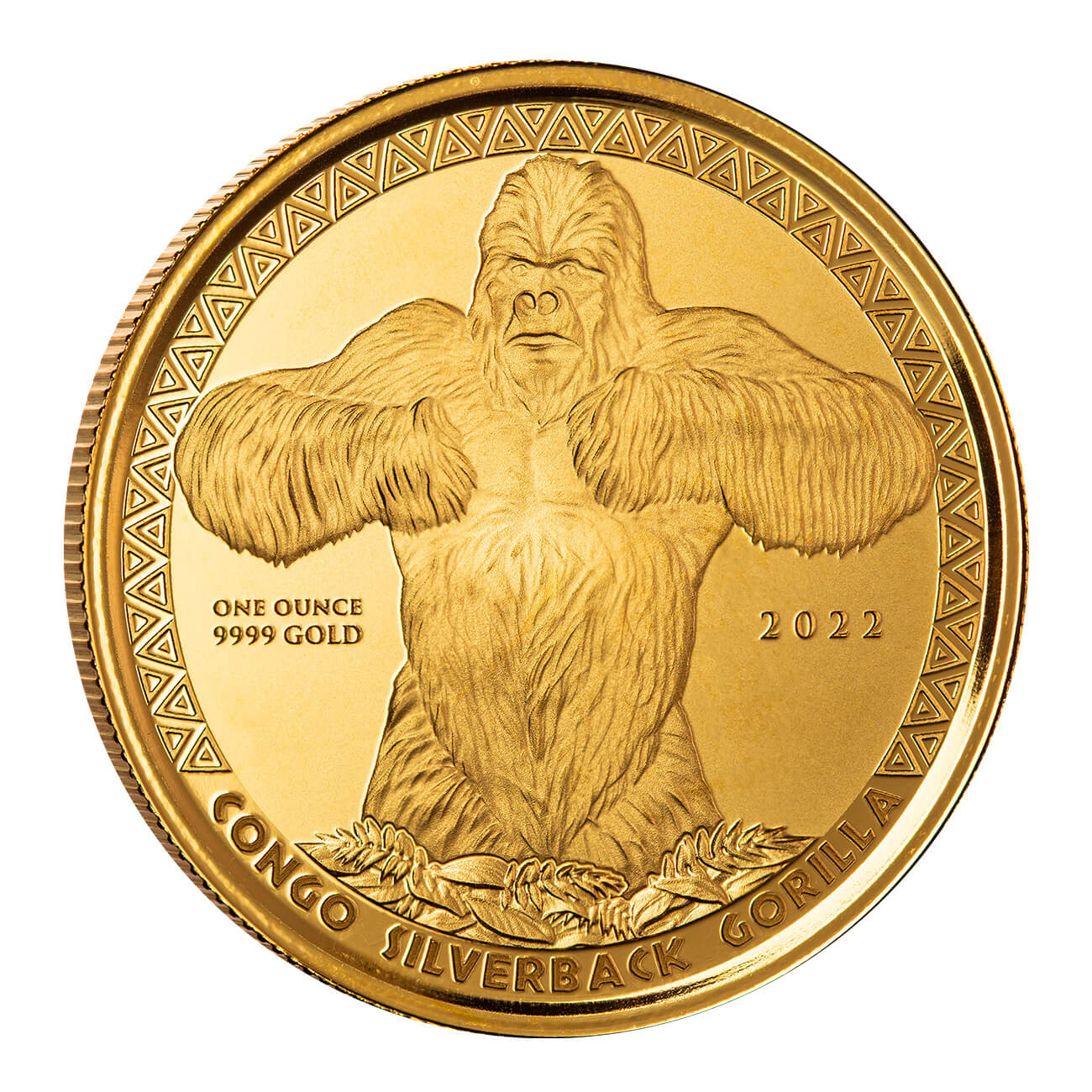 2022 Congo Silverback Gorilla 1 Oz Gold Bu Coin Scottsdale Mint 03