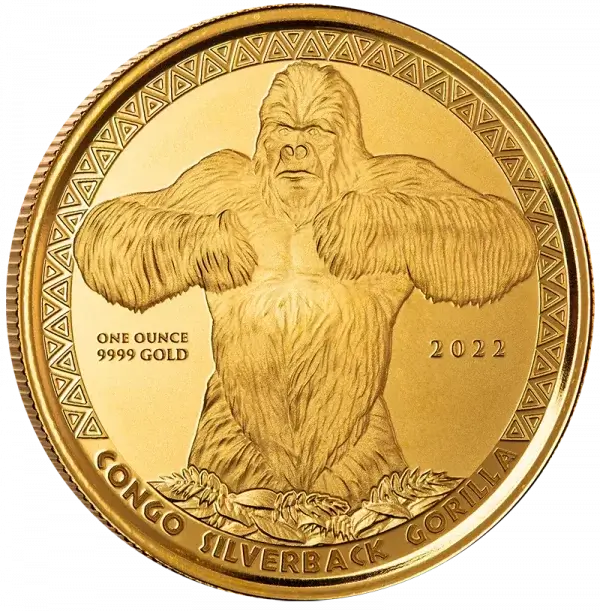 2022 Congo Silverback Gorilla 1 Oz Gold Bu Coin Scottsdale Mint 07 Copy