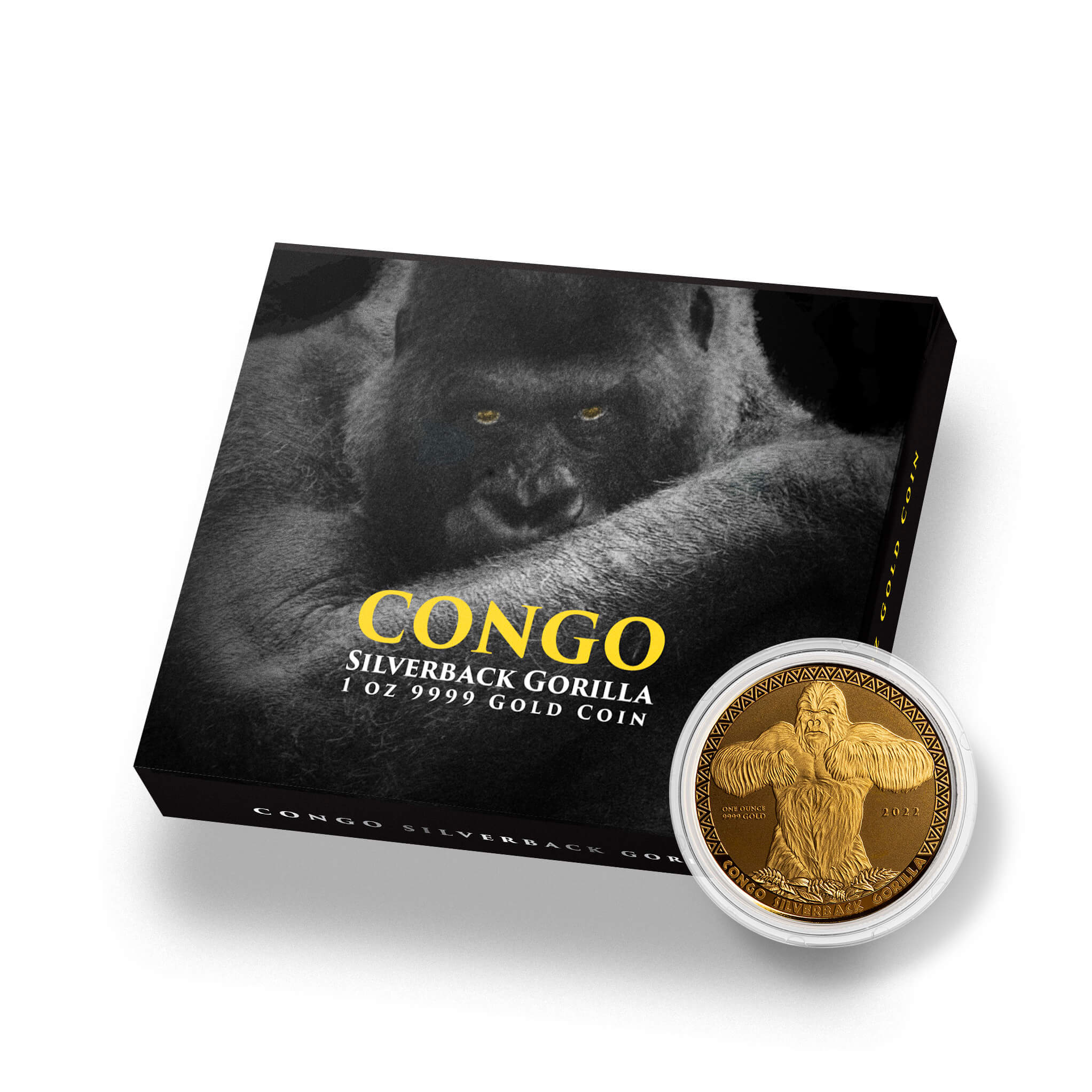 2022 Congo Silverback Gorilla 1 Oz Gold Bu Coin With Case Scottsdale Mint 15