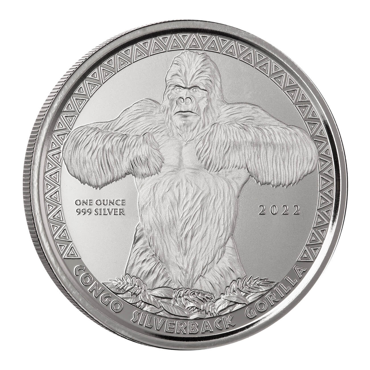 2022 Congo Silverback Gorilla 1 Oz Silver Bu Coin Scottsdale Mint 03