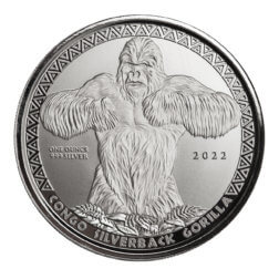 2022 Congo Silverback Gorilla 1 Oz Silver Bu Coin Scottsdale Mint 04