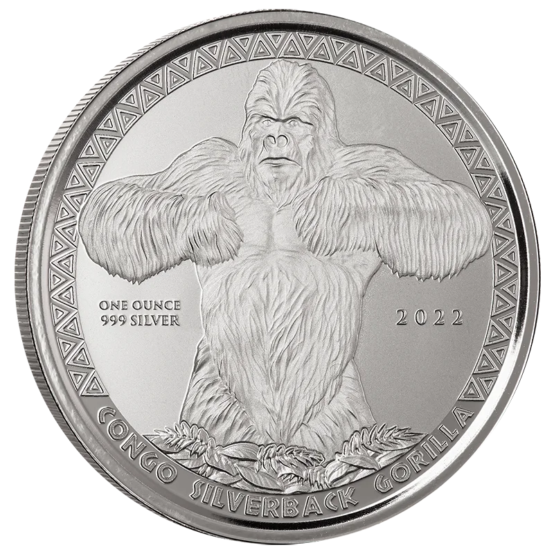 2022 Congo Silverback Gorilla 1 Oz Silver Bu Coin Scottsdale Mint 07 Copy